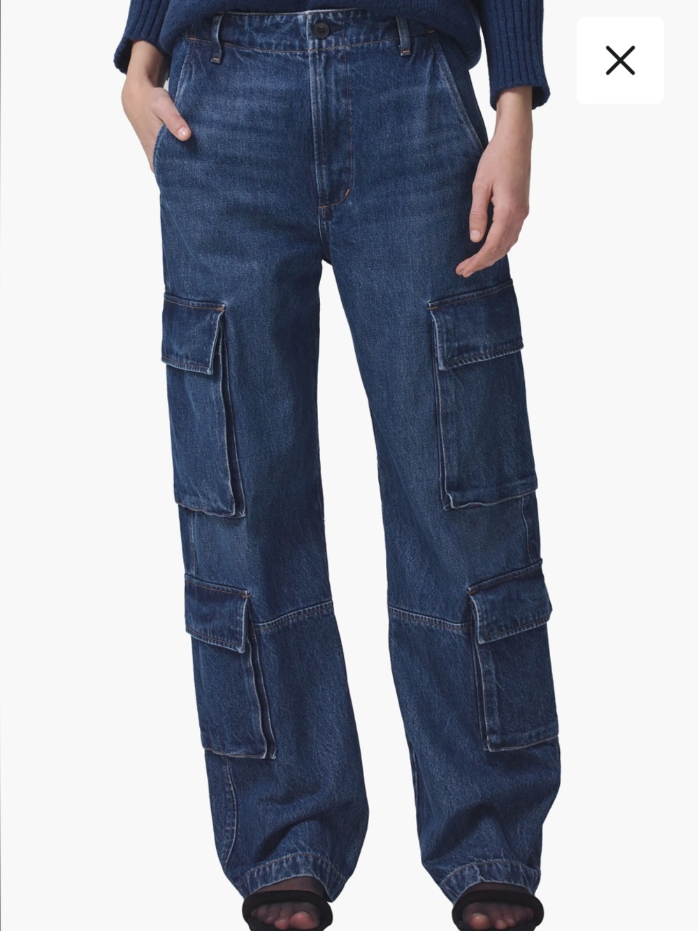 Citizens Of Humanity Jeans Womens 25 Blue Delena High Waisted Wide Leg Cargo NWT